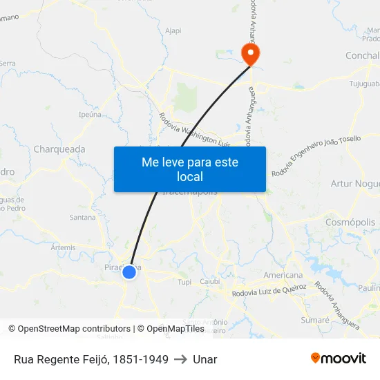 Rua Regente Feijó, 1851-1949 to Unar map