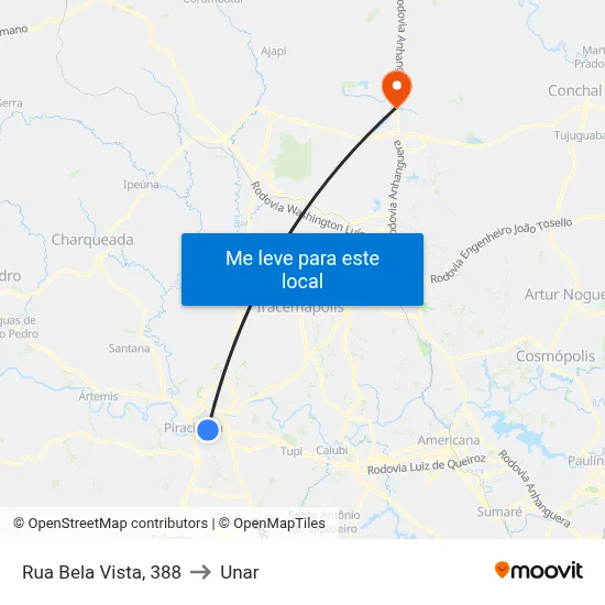 Rua Bela Vista, 388 to Unar map