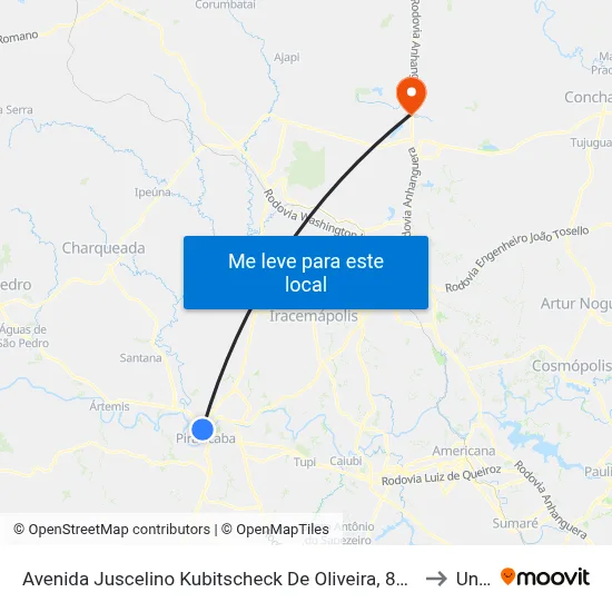 Avenida Juscelino Kubitscheck De Oliveira, 804-862 to Unar map