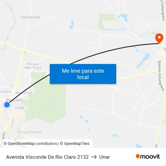 Avenida Visconde De Rio Claro 2132 to Unar map