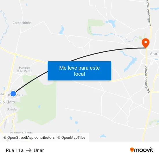 Rua 11a to Unar map