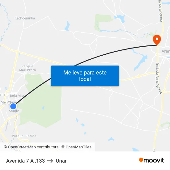 Avenida 7 A ,133 to Unar map