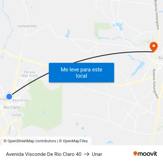 Avenida Visconde De Rio Claro 40 to Unar map