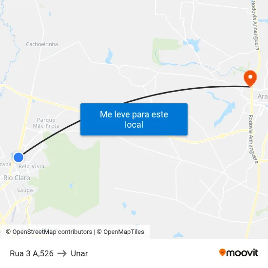 Rua 3 A,526 to Unar map