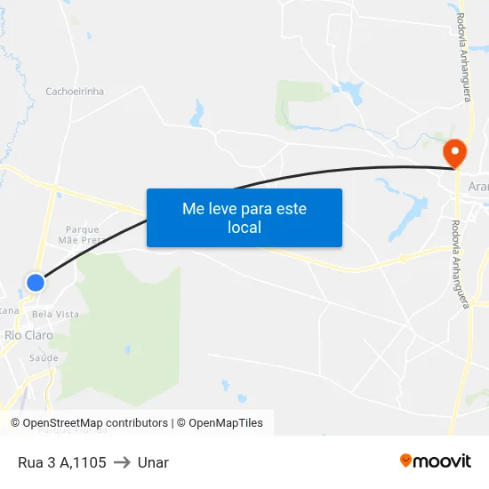 Rua 3 A,1105 to Unar map