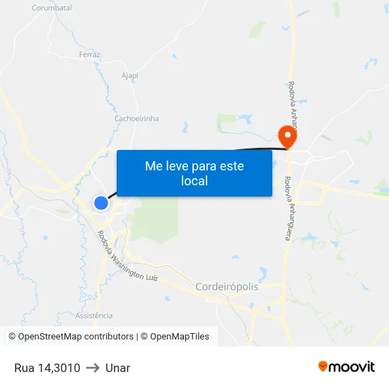 Rua 14,3010 to Unar map