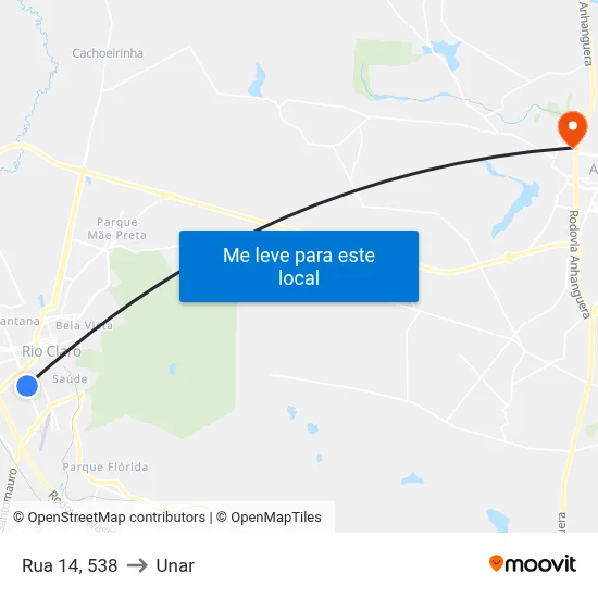 Rua 14, 538 to Unar map