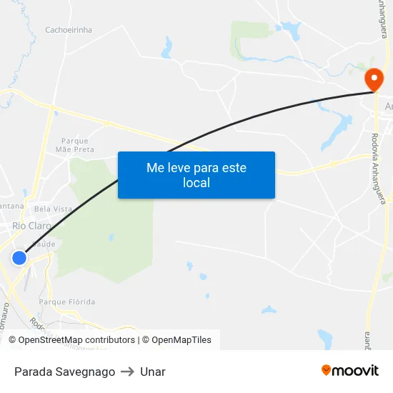 Parada Savegnago to Unar map