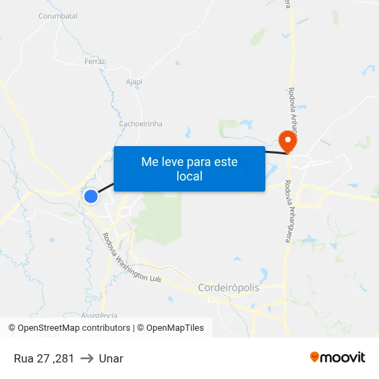 Rua 27 ,281 to Unar map