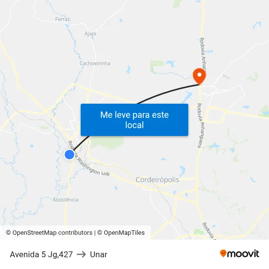 Avenida 5 Jg,427 to Unar map