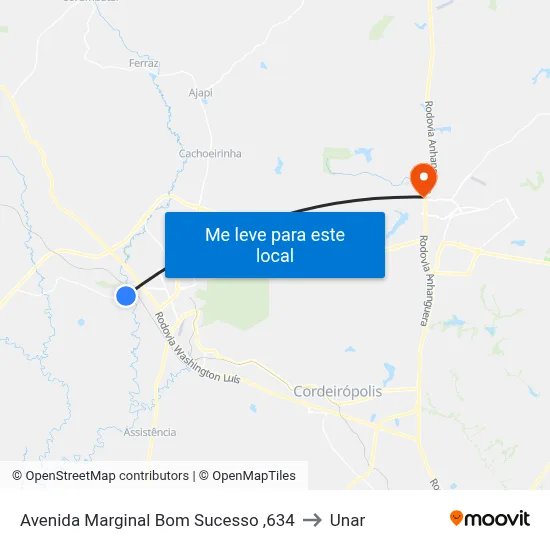 Avenida Marginal Bom Sucesso ,634 to Unar map