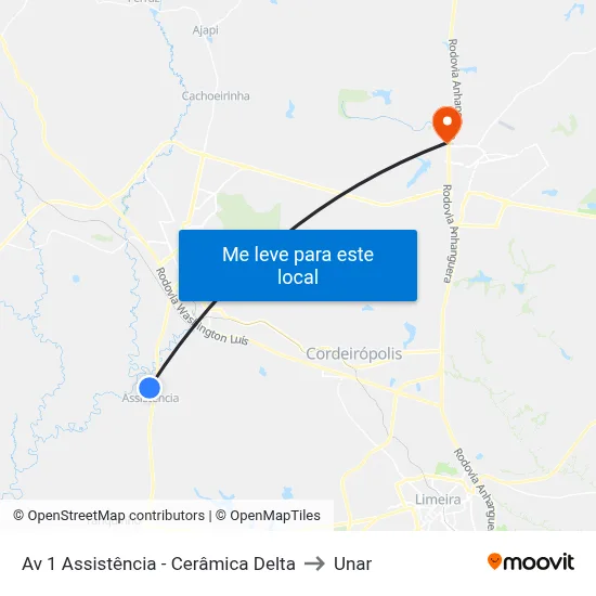 Av 1 Assistência - Cerâmica Delta to Unar map