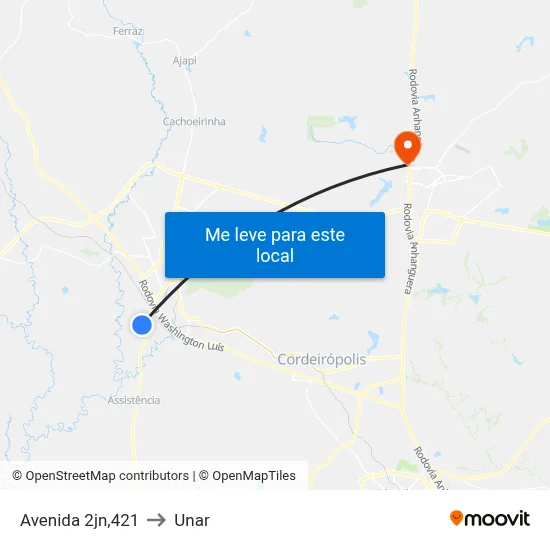 Avenida 2jn,421 to Unar map