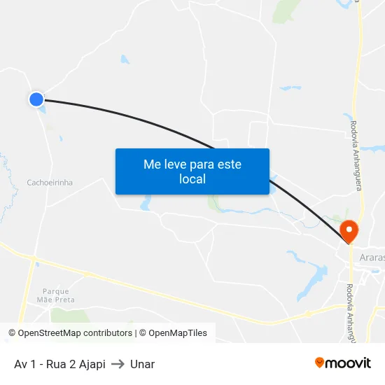 Av 1 - Rua 2 Ajapi to Unar map