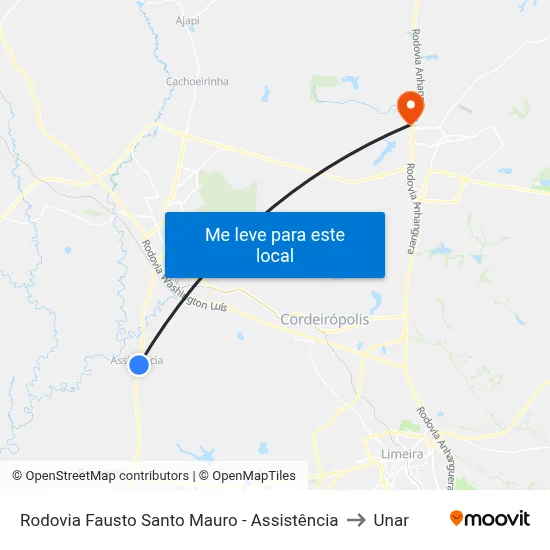 Rodovia Fausto Santo Mauro - Assistência to Unar map