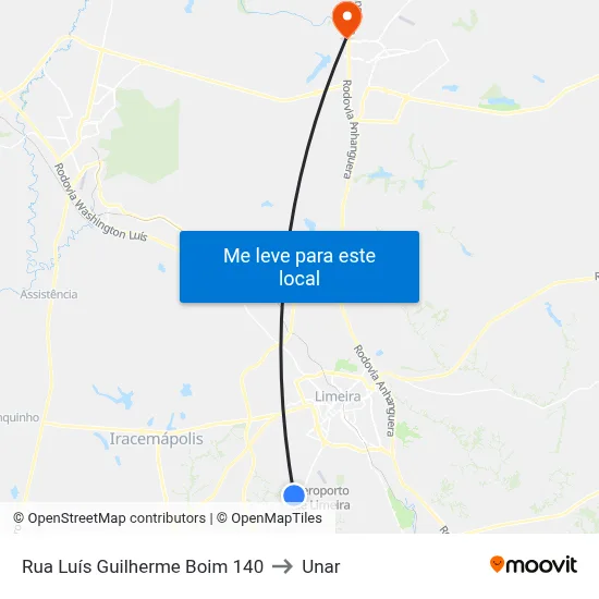 Rua Luís Guilherme Boim 140 to Unar map