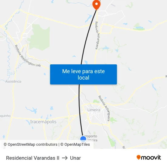Residencial Varandas II to Unar map