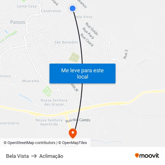 Bela Vista to Aclimação map