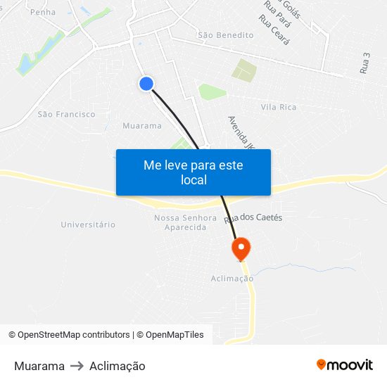 Muarama to Aclimação map