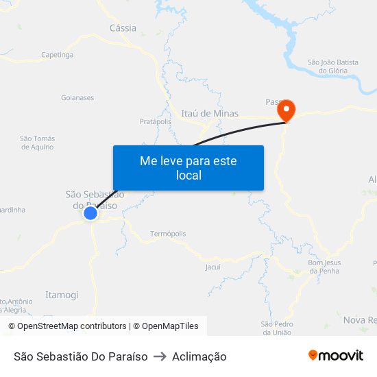 São Sebastião Do Paraíso to Aclimação map