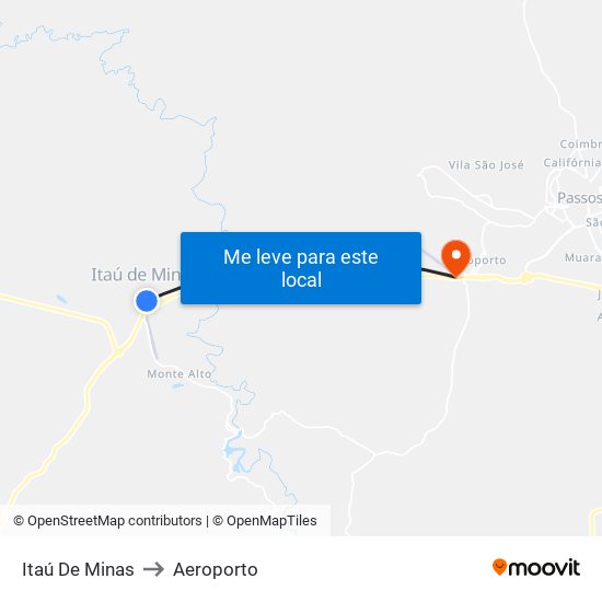 Itaú De Minas to Aeroporto map