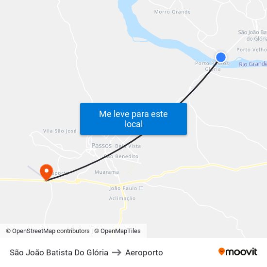 São João Batista Do Glória to Aeroporto map
