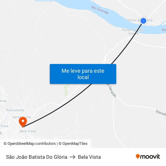 São João Batista Do Glória to Bela Vista map