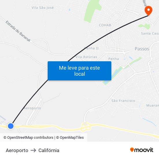 Aeroporto to Califórnia map