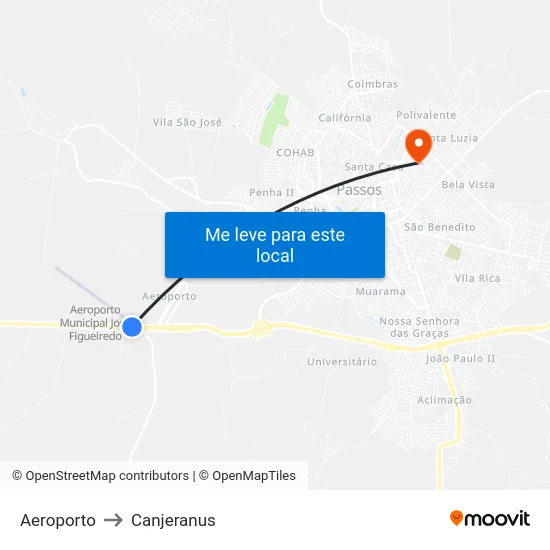 Aeroporto to Canjeranus map