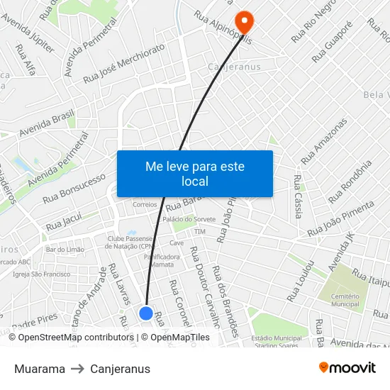 Muarama to Canjeranus map