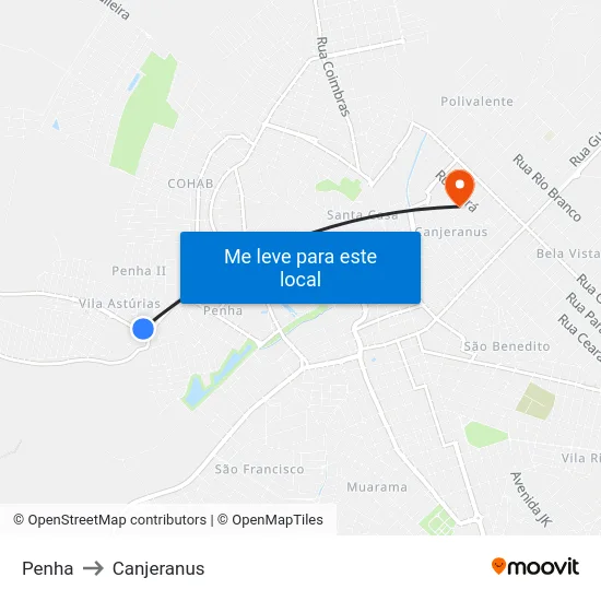Penha to Canjeranus map
