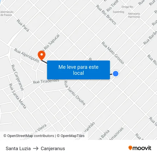 Santa Luzia to Canjeranus map