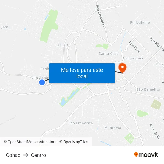 Cohab to Centro map
