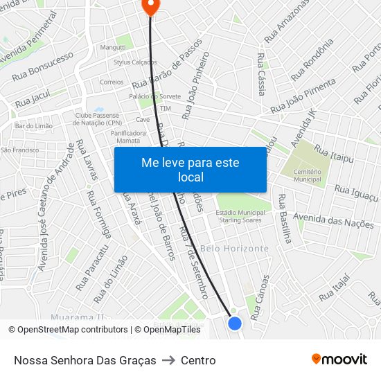 Nossa Senhora Das Graças to Centro map