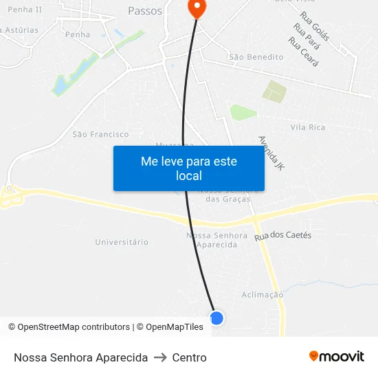 Nossa Senhora Aparecida to Centro map