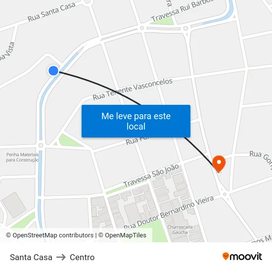 Santa Casa to Centro map