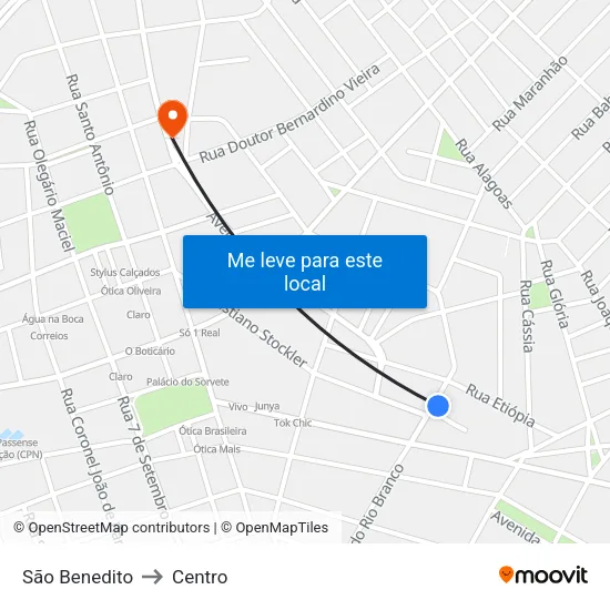 São Benedito to Centro map
