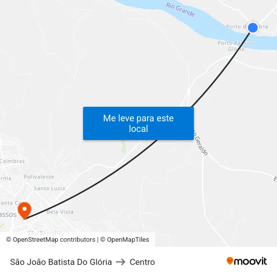 São João Batista Do Glória to Centro map