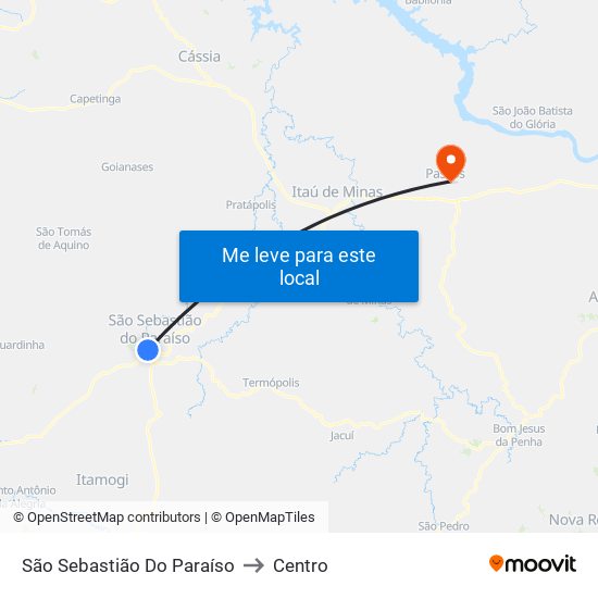 São Sebastião Do Paraíso to Centro map