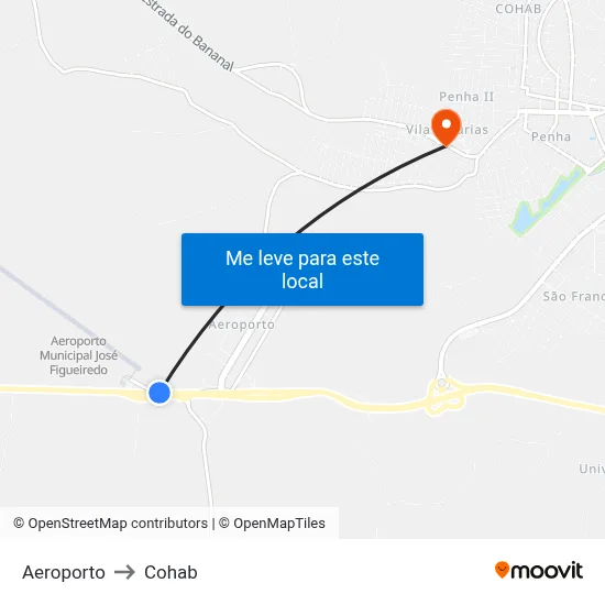 Aeroporto to Cohab map