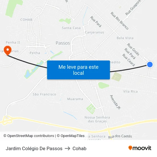 Jardim Colégio De Passos to Cohab map