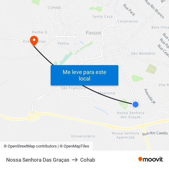 Nossa Senhora Das Graças to Cohab map