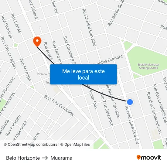 Belo Horizonte to Muarama map