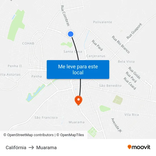 Califórnia to Muarama map