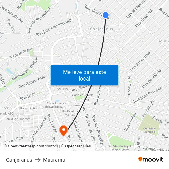 Canjeranus to Muarama map