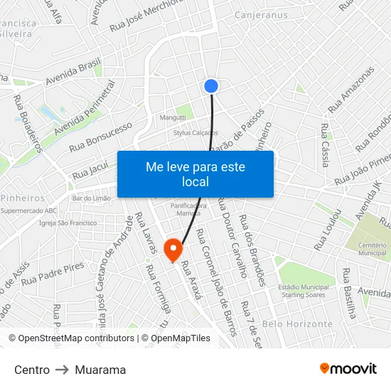 Centro to Muarama map