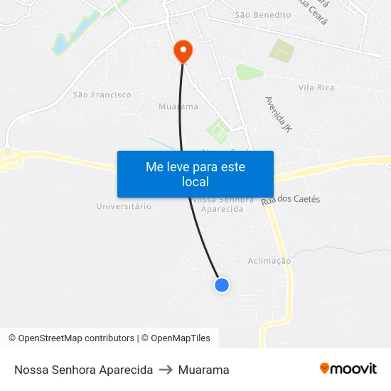 Nossa Senhora Aparecida to Muarama map