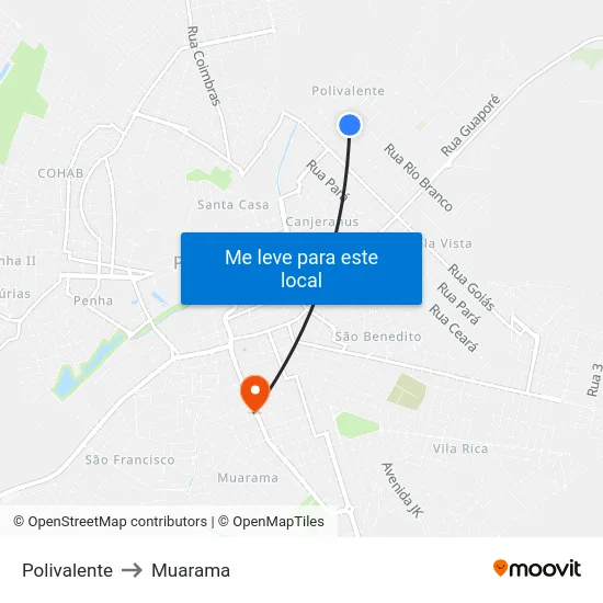 Polivalente to Muarama map