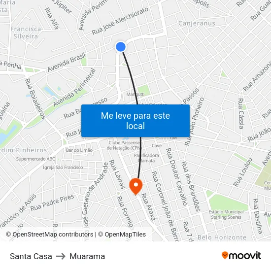 Santa Casa to Muarama map