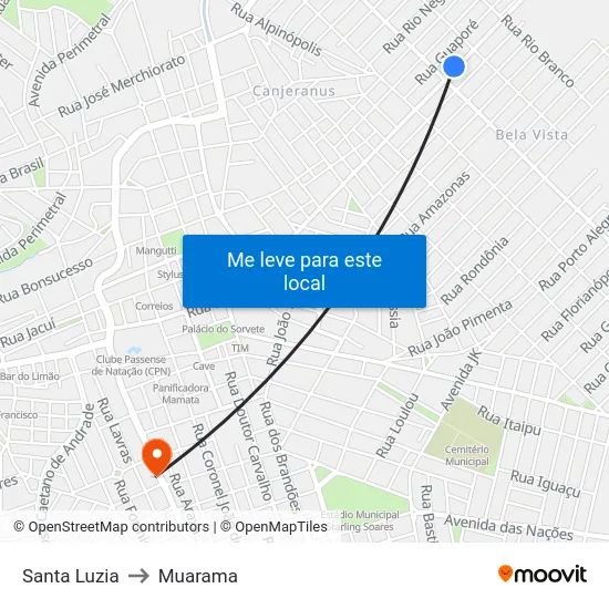 Santa Luzia to Muarama map